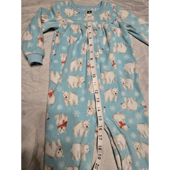 Carters‎ 18 Month Fleece Snap One Piece Polar Bears Blue Open Feet/Legs Baby - Picture 2 of 6